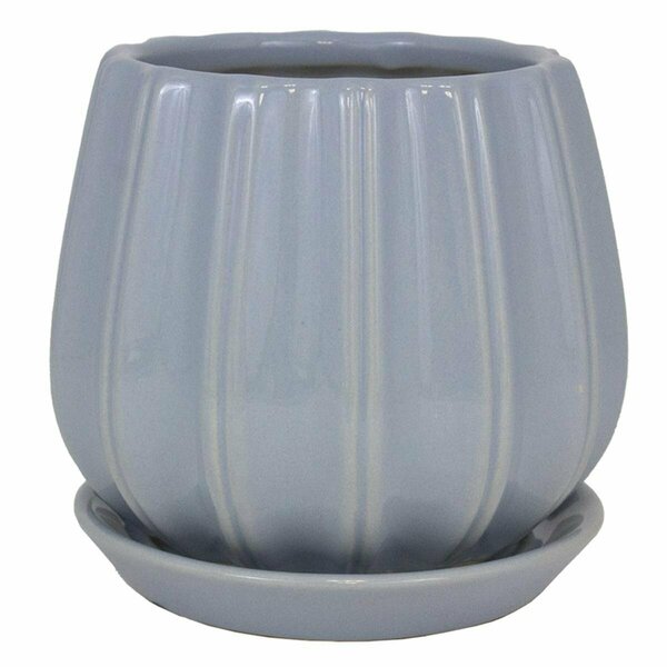 Trendspot 8 in. dia. Contour Ceramic Planter - Blue, 2PK 7008878